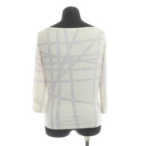 HERMES マルジェラ期 カットソー 七分袖 ボートネック 総柄 M パープル