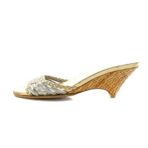 PRADA サンダル ヒール 37.5 24.5cm シルバー色 ゴールド色