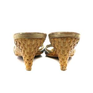 PRADA サンダル ヒール 37.5 24.5cm シルバー色 ゴールド色