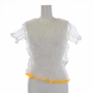 カットソー アシンメトリー シワ加工 プリーツ シアー 2 ホワイト