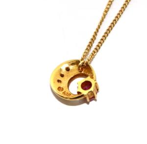 VENDOME AOYAMA ムーン ネックレス 三日月 ダイヤ ガーネット K18 イエローゴールド