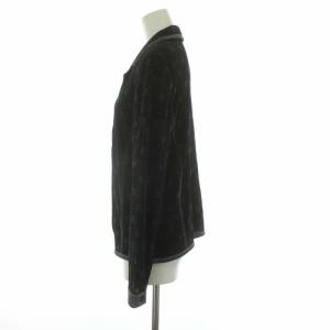 LEONARD 総柄 プリント テーラードジャケット シングル ラメ シルク L ブラック グレー