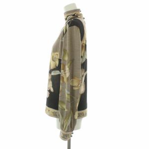 LEONARD モックネック 花柄 カットソー ウール シルク混  LL ブラック