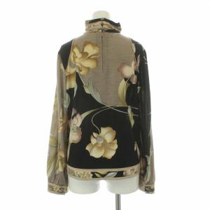 LEONARD モックネック 花柄 カットソー ウール シルク混  LL ブラック