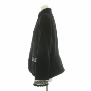 LEONARD ノーカラージャケット ミンクファー カシミヤ シルク混 11 黒