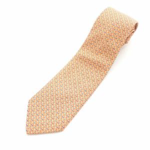 総柄 ネクタイ フランス製 シルク オレンジ