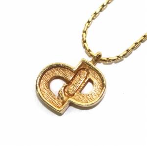 Christian Dior CDロゴ ネックレス ラインストーン メッキ ゴールド色