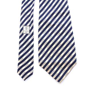 CHANEL ネクタイ 総柄 ロゴ ココマーク シルク ネイビー アイボリー