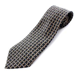 ネクタイ 総柄 チェーン シルク ブラック ブルー ベージュ