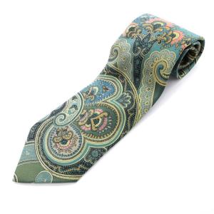 ネクタイ ペイズリー シルク グリーン ブルー