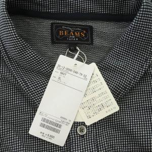 BEAMS ニットポロ ポロシャツ 長袖 総柄 XL ブラック