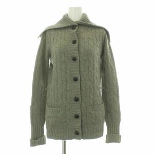 カーディガン ケーブルニット 長袖 ウール カシミヤ混 M グレー