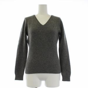 Vネック ニット セーター 長袖 プルオーバー ウール カシミヤ混 M グレー
