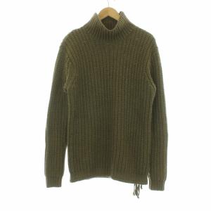 タートルネック ニット セーター 長袖 プルオーバー ウール 2 M カーキ