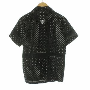 WACKO MARIA ドット オープンカラーシャツ 半袖 水玉 S 黒 ブラック