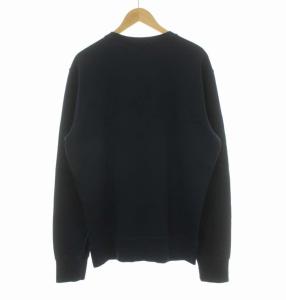 DIESEL スウェット トレーナー 長袖 プルオーバー ラムレザーパッチ スター L ネイビー