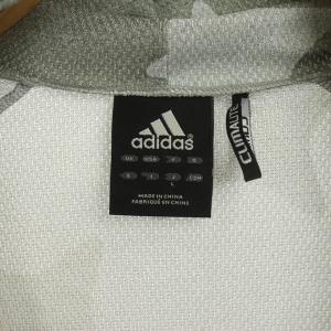 adidas ライトスウェットフートジャケット ジップアップパーカー 総柄 L グレー