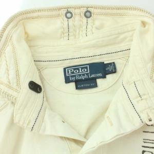 RALPH LAUREN CUSTOM FIT 登山協会 プリント ポロシャツ 半袖 L オフホワイト