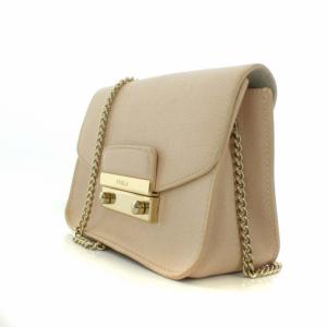 FURLA メトロポリス ショルダーバッグ ポシェット チェーン レザー ピンクベージュ