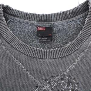 DIESEL トレーナー スウェット 裏起毛 クルーネック ダメージ加工 S グレー