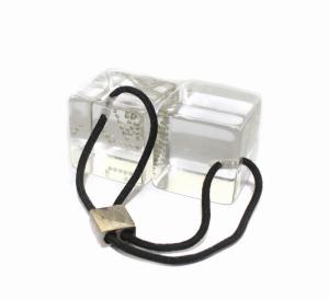 LOUIS VUITTON ヘアゴム キューブ LVロゴ スクエア ラインストーン クリア