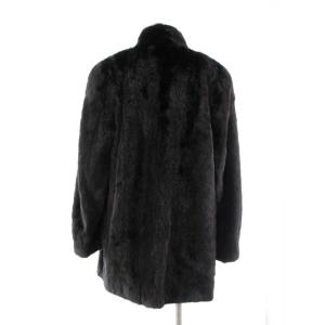 SAGA MINK Superd Quality Ranched Mink コート ミドル丈 ミンク 毛皮 11 L 黒 ブラック