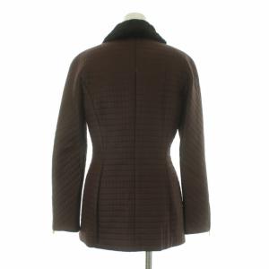 Christian Dior ヴィンテージ ステンカラージャケット キルティングジャケット 部分ファー CDロゴ 9 M 茶 ブラウン