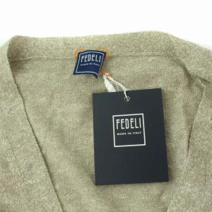 FENDI Vネック ベスト ニット イタリア製 タグ付き 麻 リネン 50 L カーキ