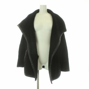 ブラックレーベル ショールカラーカーディガン ニット 長袖 ラムレザー シルク混 M ブラック