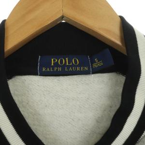 RALPH LAUREN スタジャン ブルゾン ジャケット スウェット ロゴボタン 裏起毛 S 黒 ブラック グレー