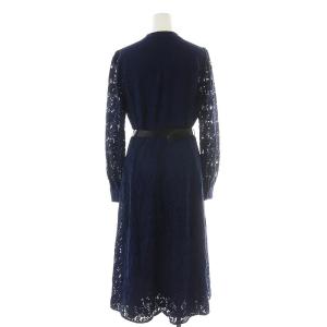 MICHAEL KORS 2020年製 ワンピース レース ミモレ丈 長袖 S ブルー