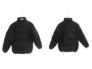 HELLY HANSEN ダウンジャケット ブルゾン ジップアップ リバーシブル M 黒 ブラック カーキ