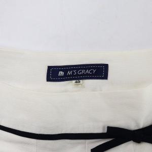 M'S GRACY フレアスカート ひざ丈 ハート リボン 刺繍 40 L 白 ホワイト 黒 ブラック