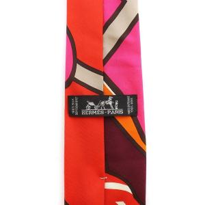 HERMES ネクタイ レギュラータイ レジメンタルストライプ 総柄 シルク マルチカラー