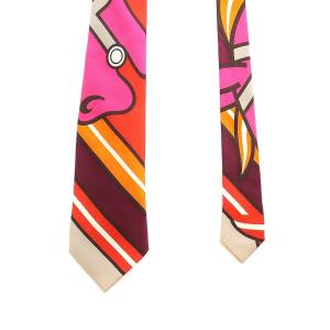 HERMES ネクタイ レギュラータイ レジメンタルストライプ 総柄 シルク マルチカラー