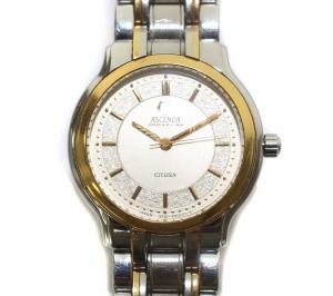 CITIZEN 3337-C80185 ASCENDA 腕時計 K18-BEZEL シルバー ゴールド色