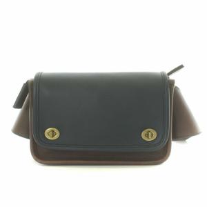 レガシー カラーブロック ウエストバッグ ボディバッグ レザー ネイビー ブラウン