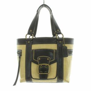 トートバッグ ハンドバッグ ストロー レザー ベージュ 黒 ブラック 113