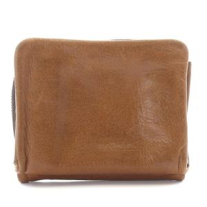 genten 二つ折り財布 ロゴ ラウンドジップ ブラウン