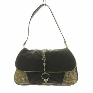 PRADA テスート ワンショルダーバッグ 三角プレート パイソン型押し 切替 レザー ブラウン ベージュ