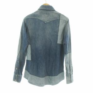 桃太郎ジーンズ MOMOTARO JEANS パッチワーク加工 デニムシャツ 長袖 38 ネイビー