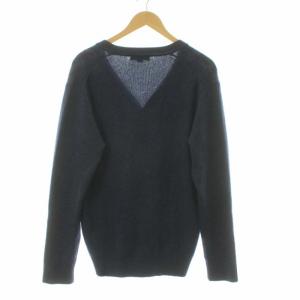 Aquascutum Vネック カーディガン ケーブルニット 長袖 カシミヤ L ブルー