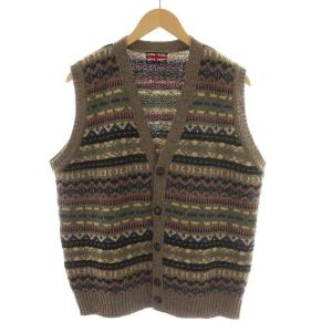 ベスト ニット フェアアイル柄 総柄 毛 ウール LL マルチカラー