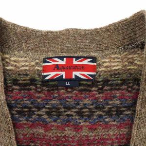 Aquascutum ベスト ニット フェアアイル柄 総柄 毛 ウール LL マルチカラー
