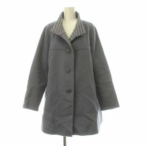 近年モデル ショールカラーコート 襟チェック カシミヤ100％ 11 ブルー