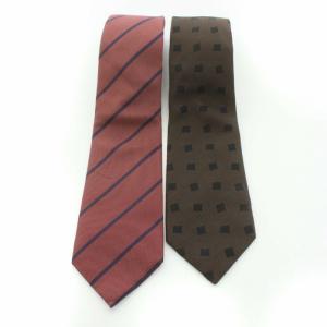 TOMORROWLAND シップス SHIPS 総柄 ストライプ ネクタイ 2点セット シルク ブラウン レッド