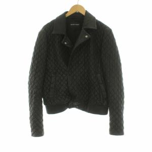 EMPORIO ARMANI キルティングラムレザージャケット 48 黒