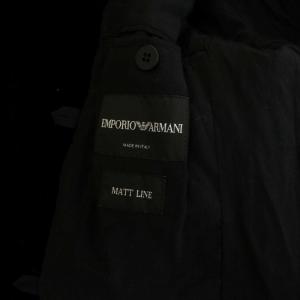 EMPORIO ARMANI テーラードジャケット シングル 2B 厚手 イタリア製 ベロア 48 ネイビー