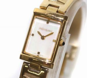 腕時計 クォーツ スクエア シェル文字盤 ロゴバンド ゴール