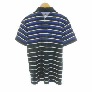 RALPH LAUREN RLX ボーダー ポロシャツ 半袖 ロゴ M 青 ブルー 紺 ネイビー